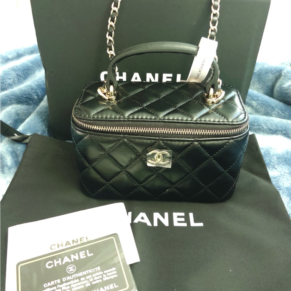 CHANEL Black Quilted Mini Vanity Case Shoulder Bag